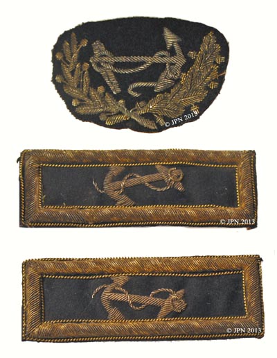 U.S. Navy American Civil War Officer's Cap Badge and Shoulder Straps Lieutenant Early War