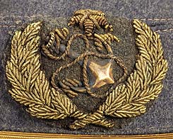 Confederate Navy Officer's Cap Badge note the one star above the anchor and wreath - this would indicate a Lieutenant