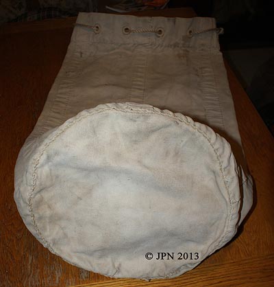 Bottom view of a Civil War Seabag - note the wide whip stitches holding the bag together